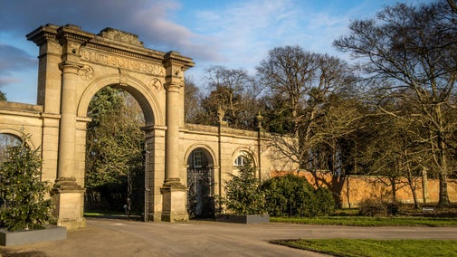 Attingham East Lodge and the grand entrance gate to Attingham Park, Shropshire